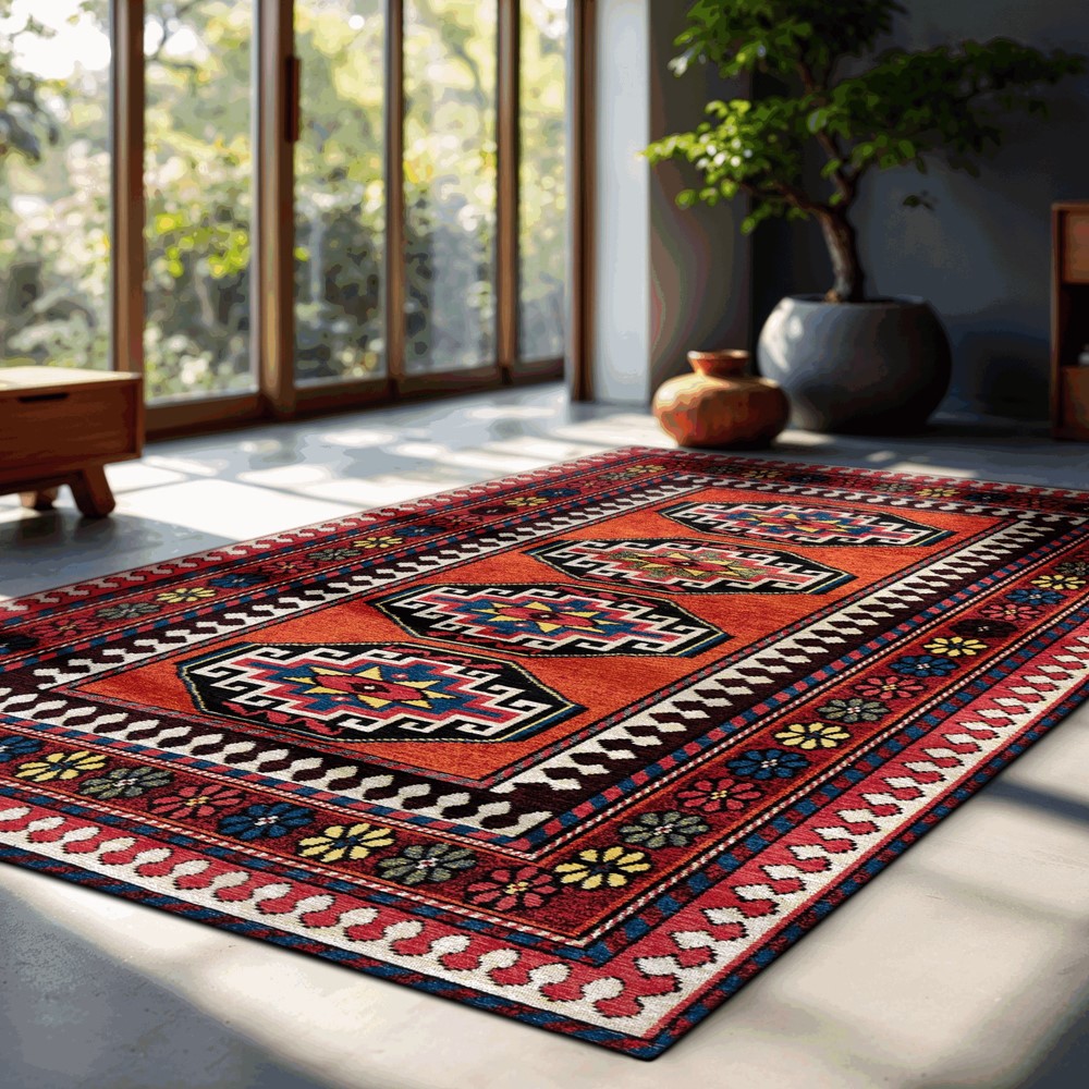 Louis De Poortere Antiquarian Antalia Rugs 9844 in Red Mix